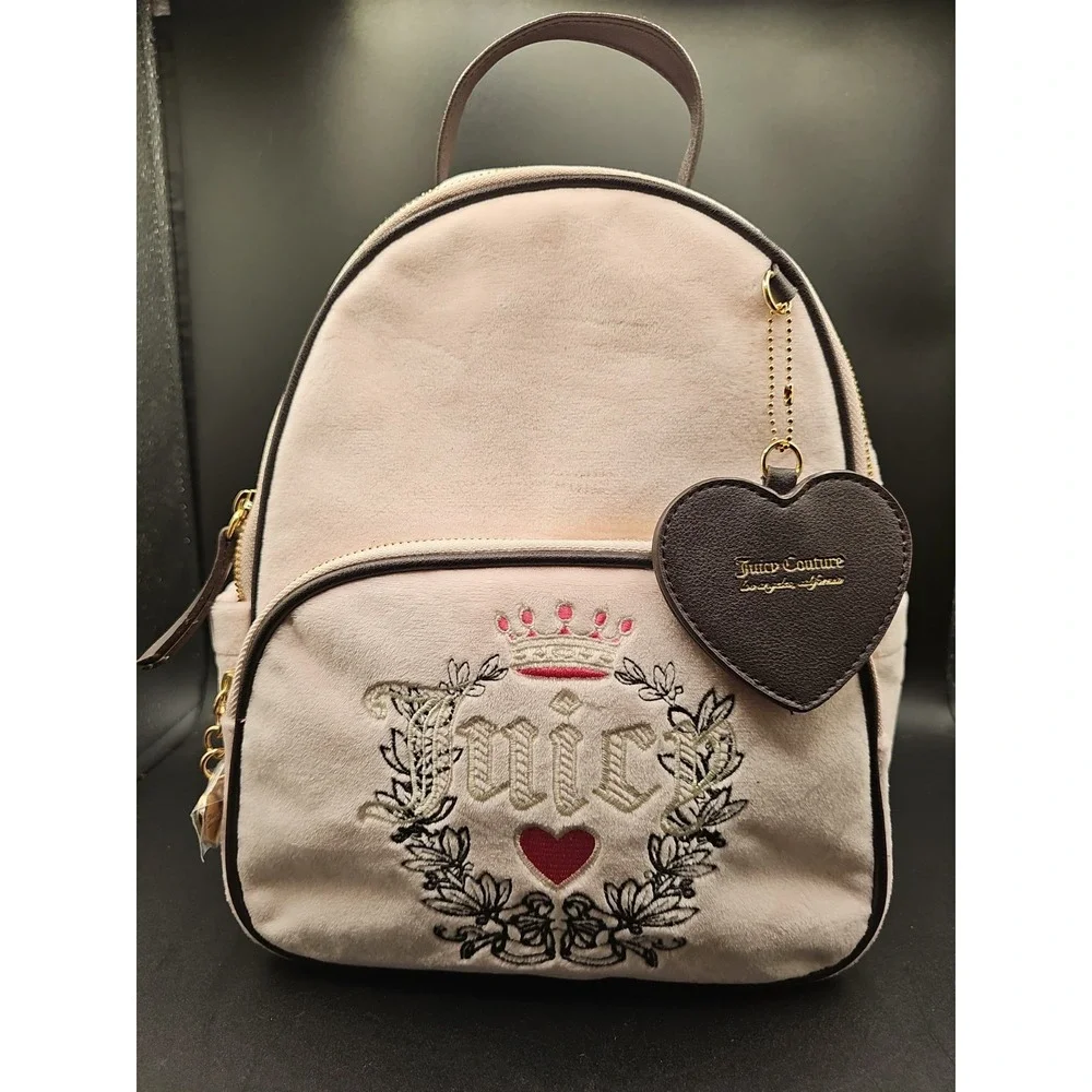 Juicy Couture Pink Diamond Velour Heritage Backpack 01